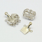 Brass Multi-Strand Box Clasps, Nickel Free, Rectangle, Platinum, 16~19x14x6mm, Hole: 2mm