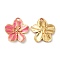 304 Stainless Steel Enamel Pendants, Real 18K Gold Plated, Flower Charm, Deep Pink, 24.5x22.5x2.5mm, Hole: 2.5mm