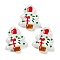 Christmas Theme Handmade Lampwork Beads, Christmas Trees, White, 25~26.5x18.5~22.5x6.5~7.5mm, Hole: 1.6~1.8mm