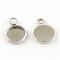 Tarnish Resistant 304 Stainless Steel Pendant Cabochon Settings, Plain Edge Bezel Cups, Flat Round, Stainless Steel Color, Tray: 8mm, 12x10x1.5mm, Hole: 1.8mm
