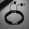 Ethnic Style Round Wood Men's Braided Bead Bracelets, Adjustable Arrow Synthetic Non-magnetic Hematite Bracelets, Green Plated
