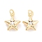 Brass with Cubic Zirconia Pendants, with Jump Ring, Cadmium Free & Nickel Free & Lead Free, Star, Real 18K Gold Plated, 13.5x11.5x5mm, Hole: 3.4mm