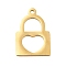 PVD Vacuum Plating 304 Stainless Steel Pendants, Laser Cut, Polishing, Lock, Golden, 19.5x13mm