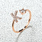 Brass Micro Pave Cubic Zirconia Cuff Rings for Women, Open Rings, Rose Gold, Letter K, Inner Diameter: 16~19mm