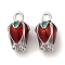 Brass Enamel Charms, Cadmium Free & Nickel Free & Lead Free, Flower Bud Charm, Platinum, 14x8x8mm, Hole: 2mm