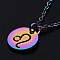 201 Stainless Steel Pendants Necklaces, with Cable Chains and Lobster Claw Clasps, Flat Round with Constellation/Zodiac Sign, Rainbow Color, Leo, 15-3/4 inch(40cm), 1.5mm
