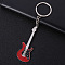 Baking Paint Zinc Alloy Keychain, with Key Rings, Guitar, FireBrick, 7x2.6cm