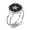 304 Stainless Steel Enamel Open Cuff Rings for Women, Star, Stainless Steel Color, Inner Diameter: Adjustable