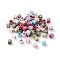 Opaque Acrylic Beads, Cube with Letter, Golden Metal Enlaced, Silver, 4.5x4.5x4.5mm, Hole: 2mm, about 5200pcs/500g