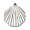Non-Tarnish 304 Stainless Steel Pendants, Shell Shape Charm, Stainless Steel Color, 20.5x17.5x1.8mm, Hole: 1.5mm