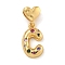 Brass Micro Pave Colorful Cubic Zirconia Pendants, Heart Letter Charms, Real 18K Gold Plated, Letter C, 30.5mm, Hole: 6x3mm, pendant: 21x12x4mm