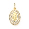 Brass Micro Pave Cubic Zirconia European Dangle Charms, Ellipse & Religion, Saint Benedict, Large Hole Pendants, Cadmium Free & Lead Free, Real 16K Gold Plated, 24x14.5x7.5mm, Hole: 5x4mm