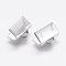 Tarnish Resistant 304 Stainless Steel Ribbon Crimp Ends, Rectangle, Stainless Steel Color, 7x10mm, Hole: 1x3mm