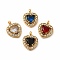 PVD Vacuum Plating 304 Stainless Steel Cubic Zirconia Pendants, with Rhinestone, Heart Charms, Mixed Color, 12.5x10x3.5mm, Hole: 1.8mm