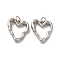 Rack Plating Brass Pendants, Lead Free & Cadmium Free, Long-Lasting Plated, Heart Charm, Platinum, 17x16x4mm, Hole: 3mm