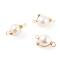 Natural Cultured Freshwater Pearl Pendants, with Brass Beads and Copper Wire, Round, Golden, 18~20x12~13x9~10mm, Hole: 1.5mm