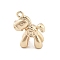 Brass Micro Pave Cubic Zirconia Pendants, Animals Charms, Real 14K Gold Plated, Horse, 14.5x12x6mm, Hole: 1.2mm