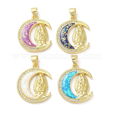 Латунные микропаве прозрачные подвески с фианитом KK-C045-13G-1