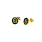 Fashionable Stainless Steel Cubic Zirconia Stud Earrings, Real 18K Gold Plated, Flat Round, 9.4mm