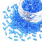 Transparent Glass Bugle Beads, Round Hole, Dodger Blue, 3~8x2mm, Hole: 0.7mm, about 450g/pound