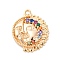 Brass Micro Pave Cubic Zirconia Pendants, Cadmium Free & Nickel Free & Lead Free, Face Charms, Real 18K Gold Plated, 20x16x2.5mm, Hole: 1.6mm