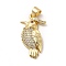 Rack Plating Brass Micro Pave Cubic Zirconia Pendants, Cadmium Free & Lead Free, Real 18K Gold Plated, Bird Charm, Clear, 25x13x3.5mm, Hole: 5x3.5mm
