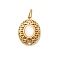 304 Stainless Steel Pave Natural Shell Hollow Oval Pendants, Ion Plating(IP), Real 14K Gold Plated, 21x15x4mm, Hole: 5x3.7mm