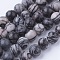Natural Netstone Round Beads Strands, Black Silk Stone, 8~8.5mm, Hole: 1mm, about 45~47pcs/strand, 14.9 inch(38cm)