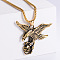 Vintage Punk Hip Hop 304 Stainless Steel Eagle with Skull Head Pendant Necklaces, Golden