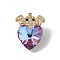 Real 18K Gold Plated Rack Plating Brass Micro Pave Clear Cubic Zirconia Pendants, with Glass, Long-Lasting Plated, Cadmium Free & Lead Free, Bat with Heart Charm, Colorful, 18x14x9.5mm, Hole: 5x3mm