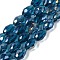 Transparent Electroplate Glass Beads Strands, AB Color Plated, Faceted, Teardrop, Marine Blue, 5~6x4mm, Hole: 0.9mm, about 65~67pcs/strand, 15.35~16.4''(39~41cm)