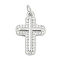 Brass Micro Pave Clear Cubic Zirconia Pendants, Cross Charms, Cadmium Free & Lead Free, Long-Lasting Plated, Rack Plating, with Jump Ring, Platinum, 19.5x12.5x2.5mm, Hole: 3mm