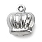 Non-Tarnish 304 Stainless Steel Pendants, Crown Charms, Stainless Steel Color, 11x9.5x5.5mm, Hole: 1mm
