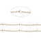 Ion Plating(IP) Stainless Steel Satellite Chains, with Enamel Beads and Spool, Soldered, Long-Lasting Plated, Flat Round, Golden, White, 1.5x1.2x0.3mm, about 32.8 Feet(10m)/roll