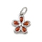 Brass Micro Pave Cubic Zirconia Pendants, with Jump Ring, Flower Charms, Rack Plating, Long-Lasting Plated, Lead Free & Cadmium Free, Platinum, Chocolate, 11x10x2mm, Hole: 3mm