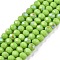 Electroplate Opaque Solid Color Glass Beads Strands, Half Rainbow Plated, Faceted, Rondelle, Yellow Green, 3.5~3.8x3mm, Hole: 0.4mm, about 105~110pcs/strand, 29~31cm
