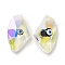 Transparent Glass Beads, with Enamel, Faceted, Polygon with Evil Eye Pattern, Black, 23.5x38x13mm, Hole: 2mm