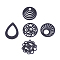 Wood Big Pendants, Mixed Shapes, Dyed, Black, 49~50.5x34~50.5x1.5~2.5mm, Hole: 1.5~2mm