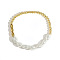 Handmade Brass Beads Stretch Bracelets, ABS Plastic Pearl Beads Jewelry for Women, Golden