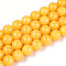 Dyed Natural Mashan Jade Round Beads Strands, Round, Orange, 8~8.5x8~8.3mm, Hole: 1mm, about 48~49pcs/strand, 15.55~15.87''(39.5~40.3cm)