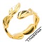 Simple Stainless Steel Leaf Open Cuff Ring for Women Men, Golden