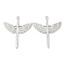 Non-Tarnish 304 Stainless Steel Pendants, Sword with Wing Charm, Stainless Steel Color, 41.5x35.5x2mm, Hole: 3mm