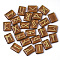 Glass Cabochons, Divination Stone, Rectangle with Runes/Futhark/Futhorc, Sienna, 20x15x5.5mm
