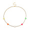 Brass Cubic Zirconia with Enamel Pendant Necklaces, Cadmium Free & Nickel Free & Lead Free, Heart, Real 18K Gold Plated, Colorful, 15 inch(38.1cm)