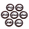 Cellulose Acetate(Resin) Pendants, with Micro Pave Cubic Zirconia, Flat Round, Saddle Brown, 26x6mm, Hole: 1.4mm