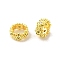 Rack Plating Brass Beads, with Cubic Zirconia, Long-Lasting Plated, Lead Free & Cadmium Free, Rings with Flower, Clear, 8x4mm, Hole: 5mm