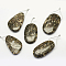 Natural Fossil Pendants, Mixed Shapes, 30~66x18~52x3~14mm, Hole: 2mm