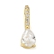 Brass Micro Pave Cubic Zirconia Pendants, Teardrop Charms, Long-Lasting Plated, Rack Plating, Lead Free and Cadmium Free, Clear, 19x6.5x6.5mm, Hole: 7x3.5mm