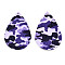 Imitation Leather Big Pendants, Teardrop with Camouflage Pattern, Blue Violet, 56.5x37x2mm, Hole: 2mm