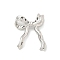 Brass Connector Charms, Textured Bowknot Links, Platinum, 28x23x6mm, Hole: 0.8mm